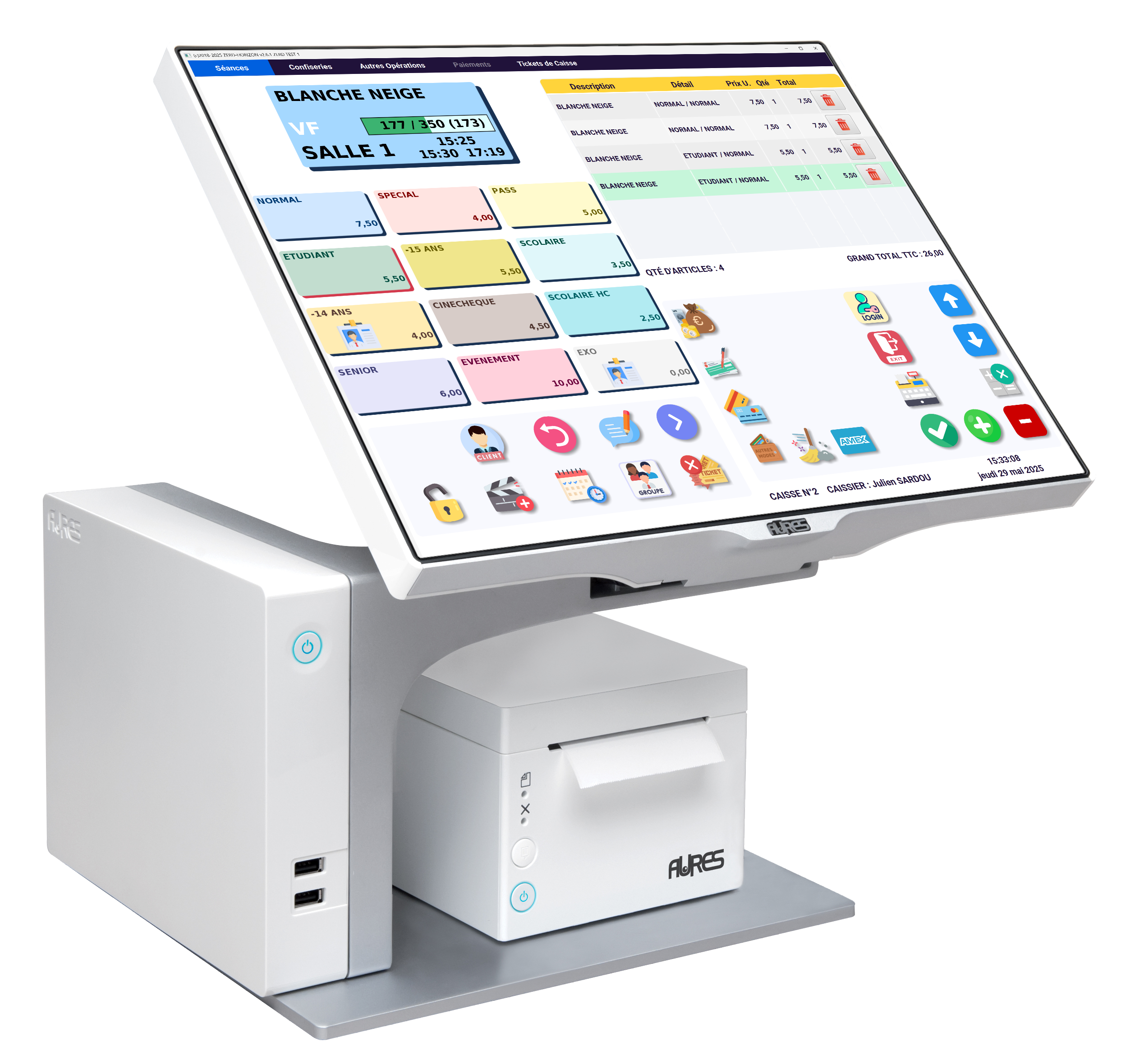 Interface de la caisse ZERD Ciné